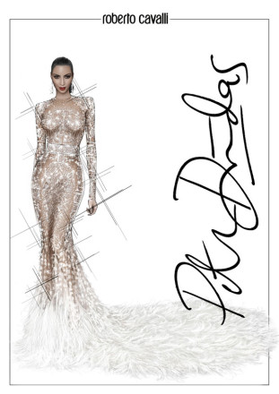 Kim Kardashian & Kanye West in Roberto Cavalli by Peter Dundas